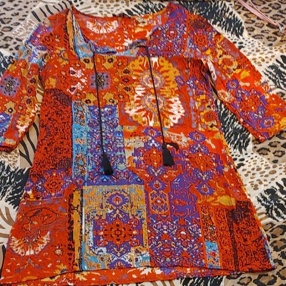 Colorful Bohemian Women's Top Sz 4